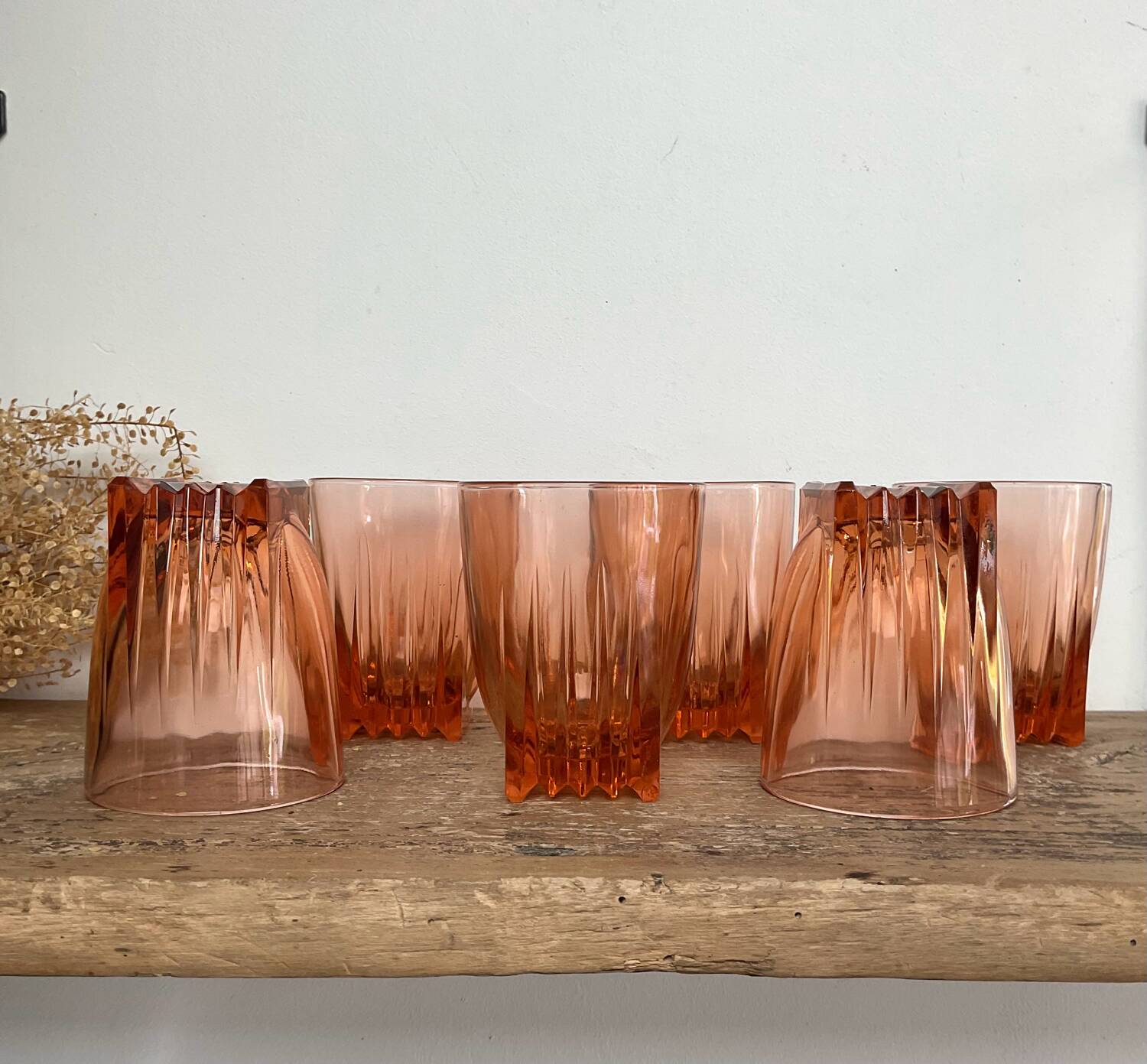 6 vintage “art deco” Rosaline glasses