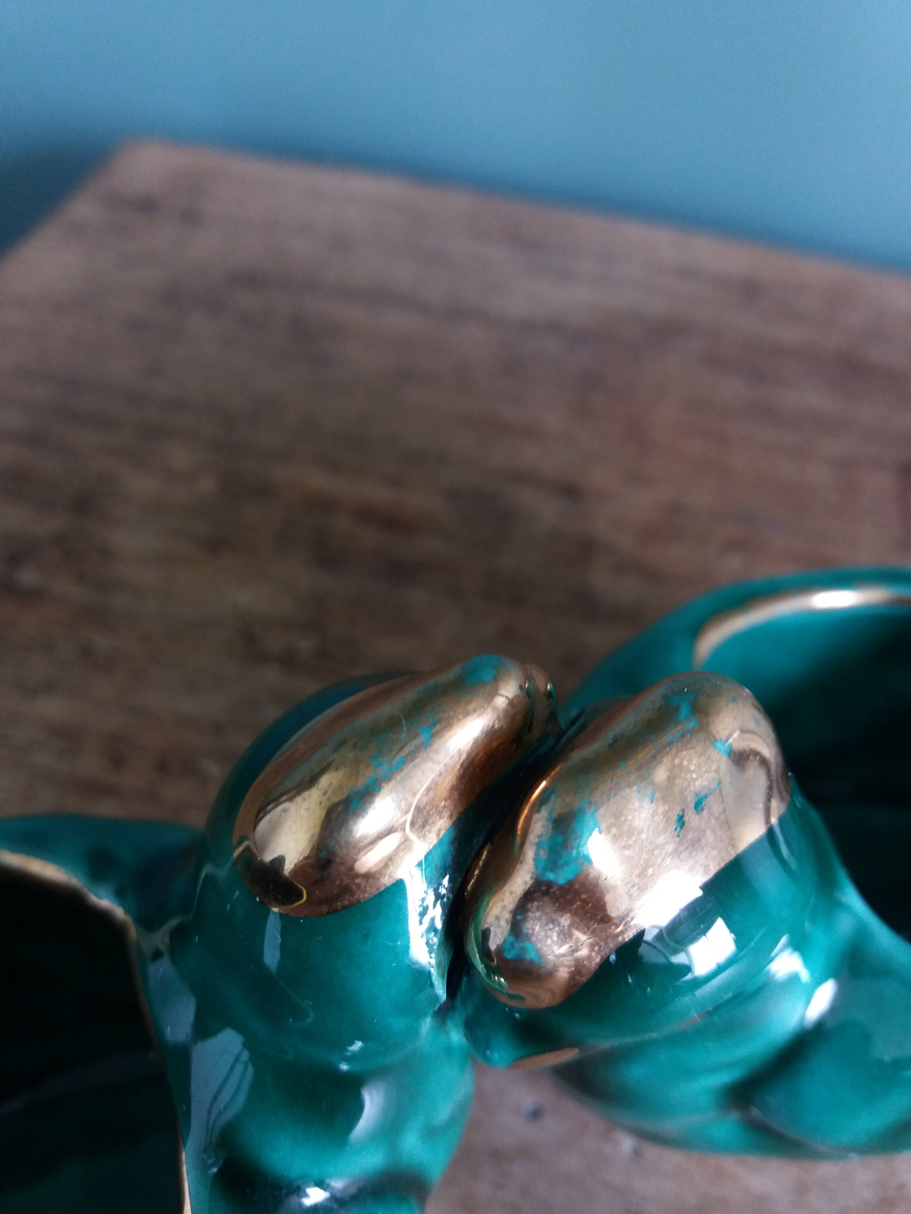 Salerons poules en barbotine vert émeraude