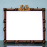 Miroir Tramp Art encadré avec éléments en laiton 94 96 Prusse