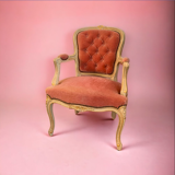 Golden patinated convertible armchair