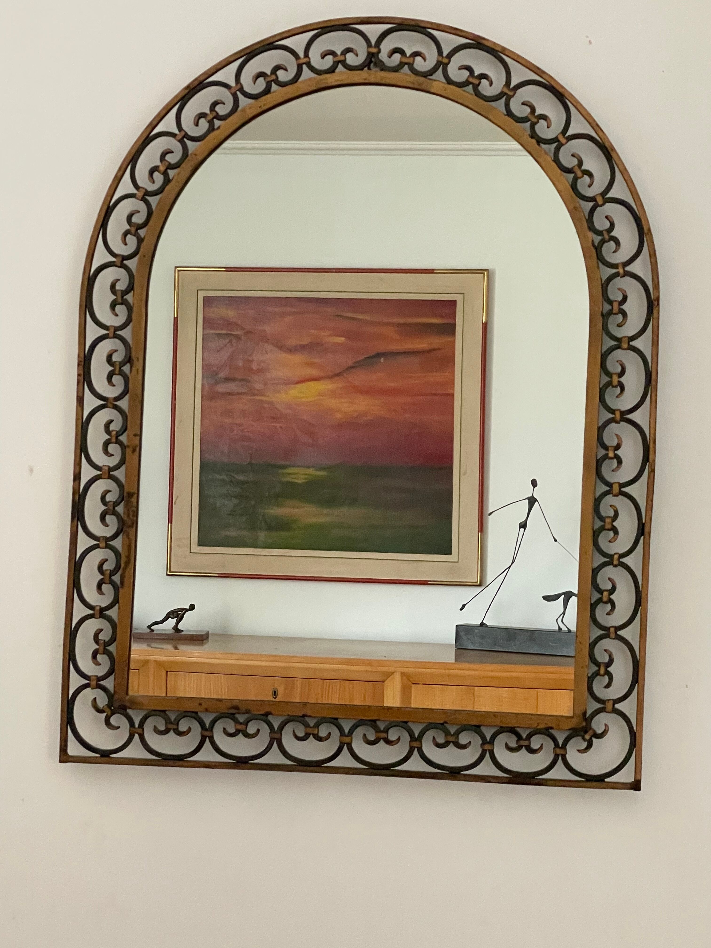 Art deco wrought iron mirror
