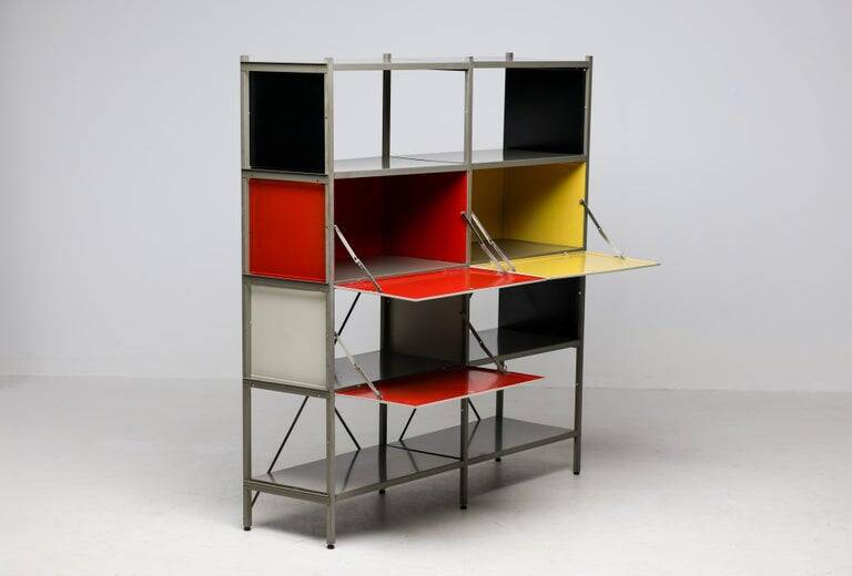 Wim Rietveld Model 663-2 Modular Metal Storage Cabinet for Gispen, 1954