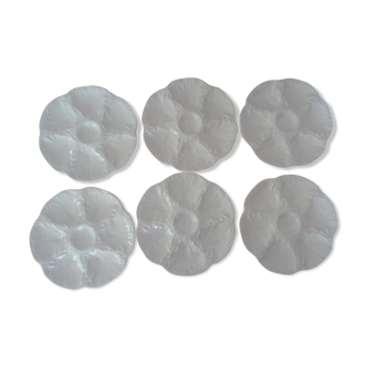 6 Plates with oysters white manufacture GIEN old