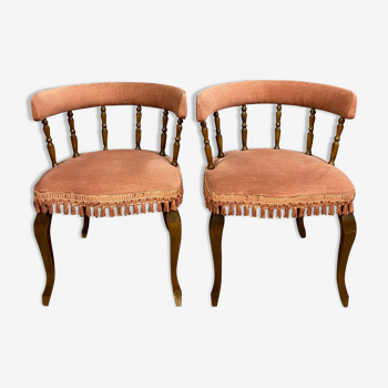 Paire de fauteuils Napoléon III en bois naturel vers 1900