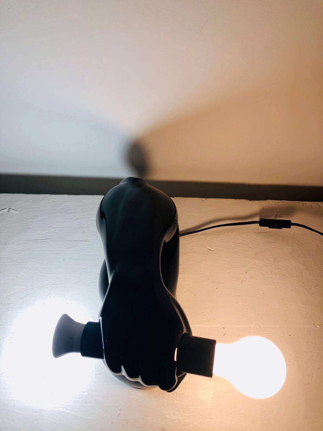 Vintage ceramic dumbbell lamp by JC Peiré