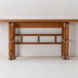 Mcguire rattan flip-top console or dining table light oak