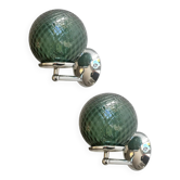 Pair of Contemporary Green “Ballotton” Murano Glass Wall Sconces