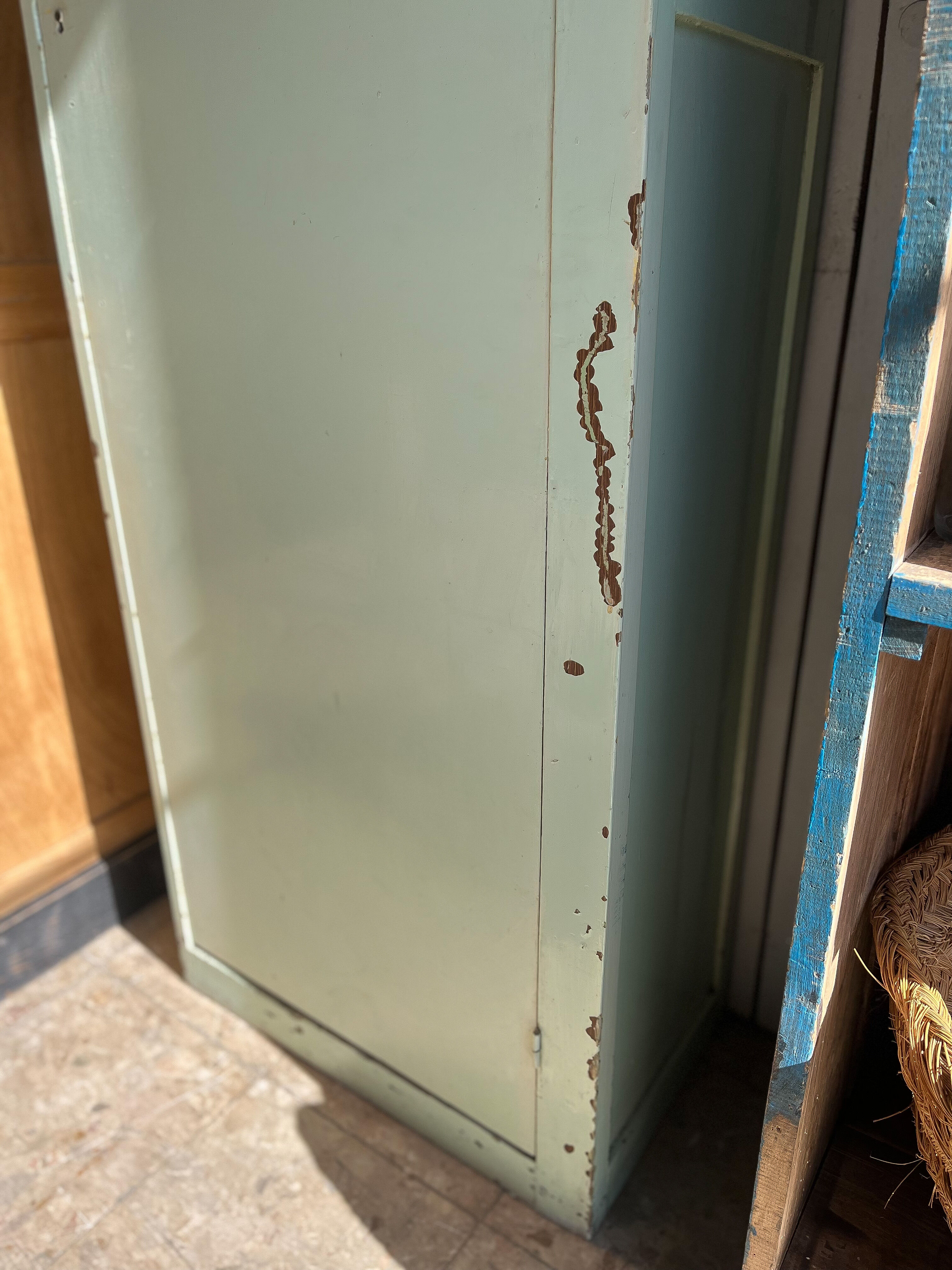 Old original green patina cabinet