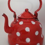 Enamelled polka dot teapot