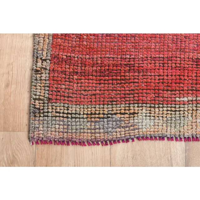 1970s Turkish Oushak Handmade Wool Cotton Red Runner Rug 83x272