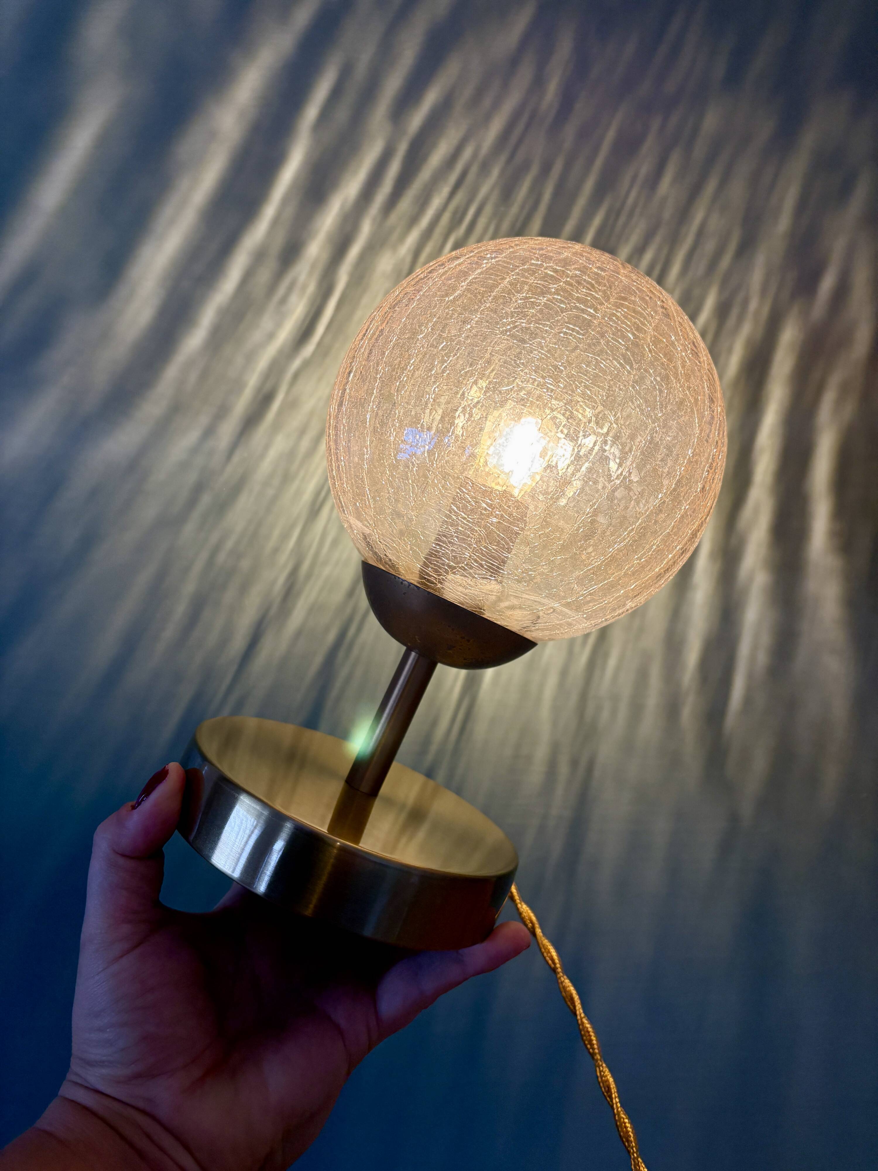 Vintage globe table lamp in amber glass