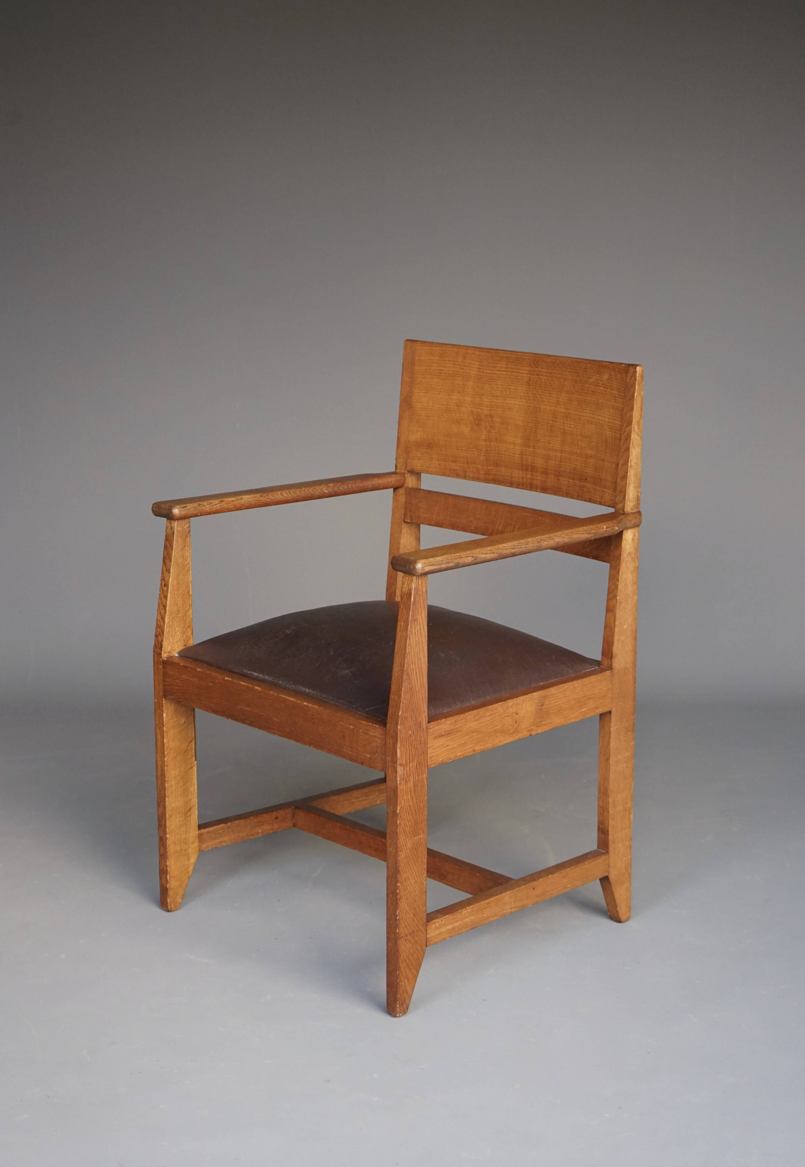 Oak Armchair by Henk Wouda for H. Pander & Zn., 1930s