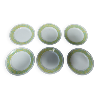 Set of six flat plates in Badonviller ironstone earthenware, Am model