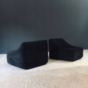 Mid-Century Modern French Corduroy Lounge Chairs, 1970s, Set of 2