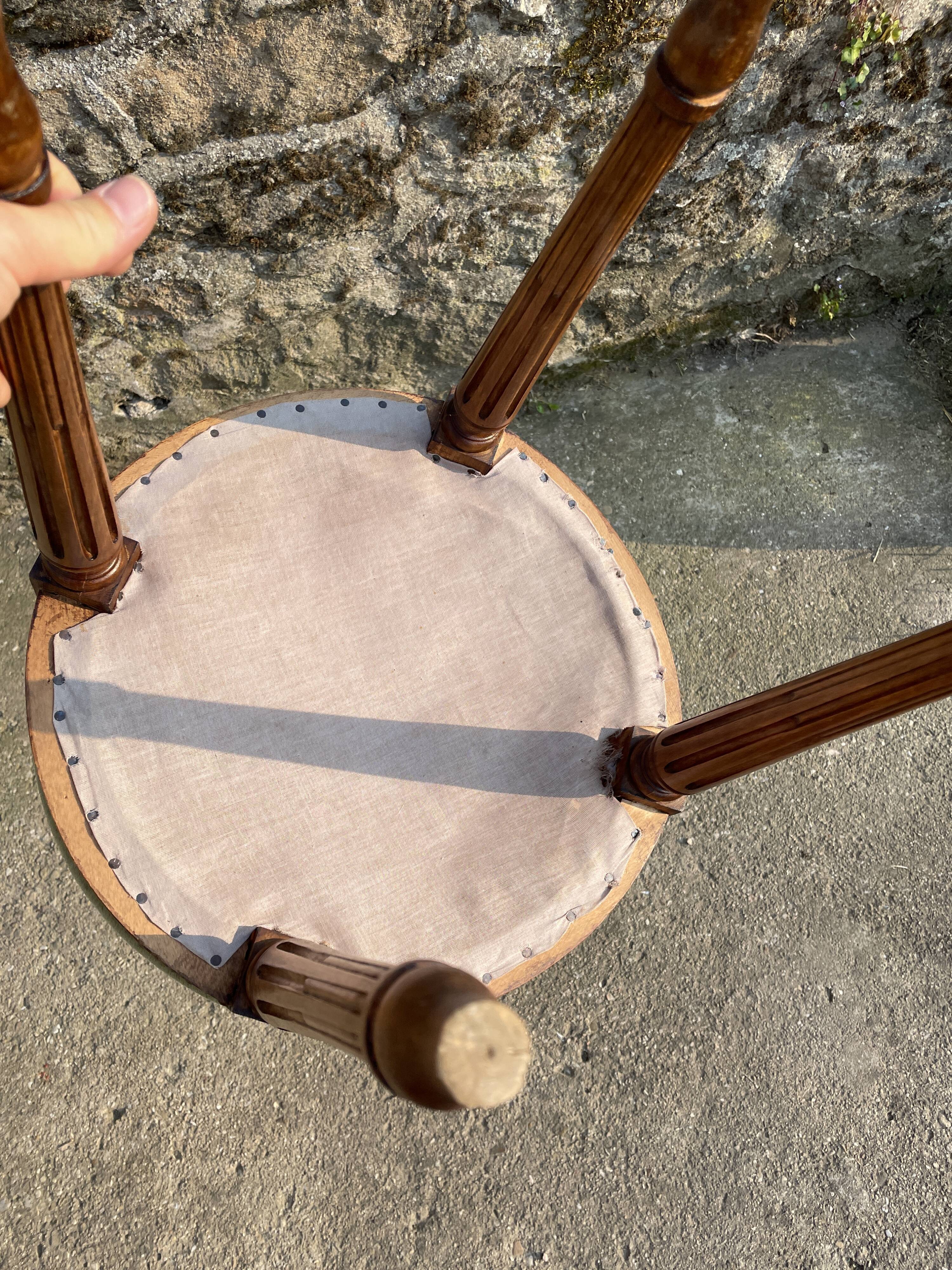 Almond green velvet footrest stool