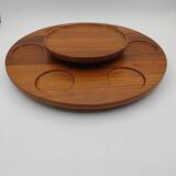 Large Stylform teak rotating serving tray