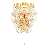Faceted Crystal Glass & Gilded Brass Wall Light from Kinkeldey, Germany, 1970s