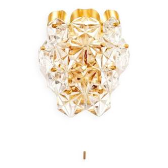 Faceted Crystal Glass & Gilded Brass Wall Light from Kinkeldey, Germany, 1970s