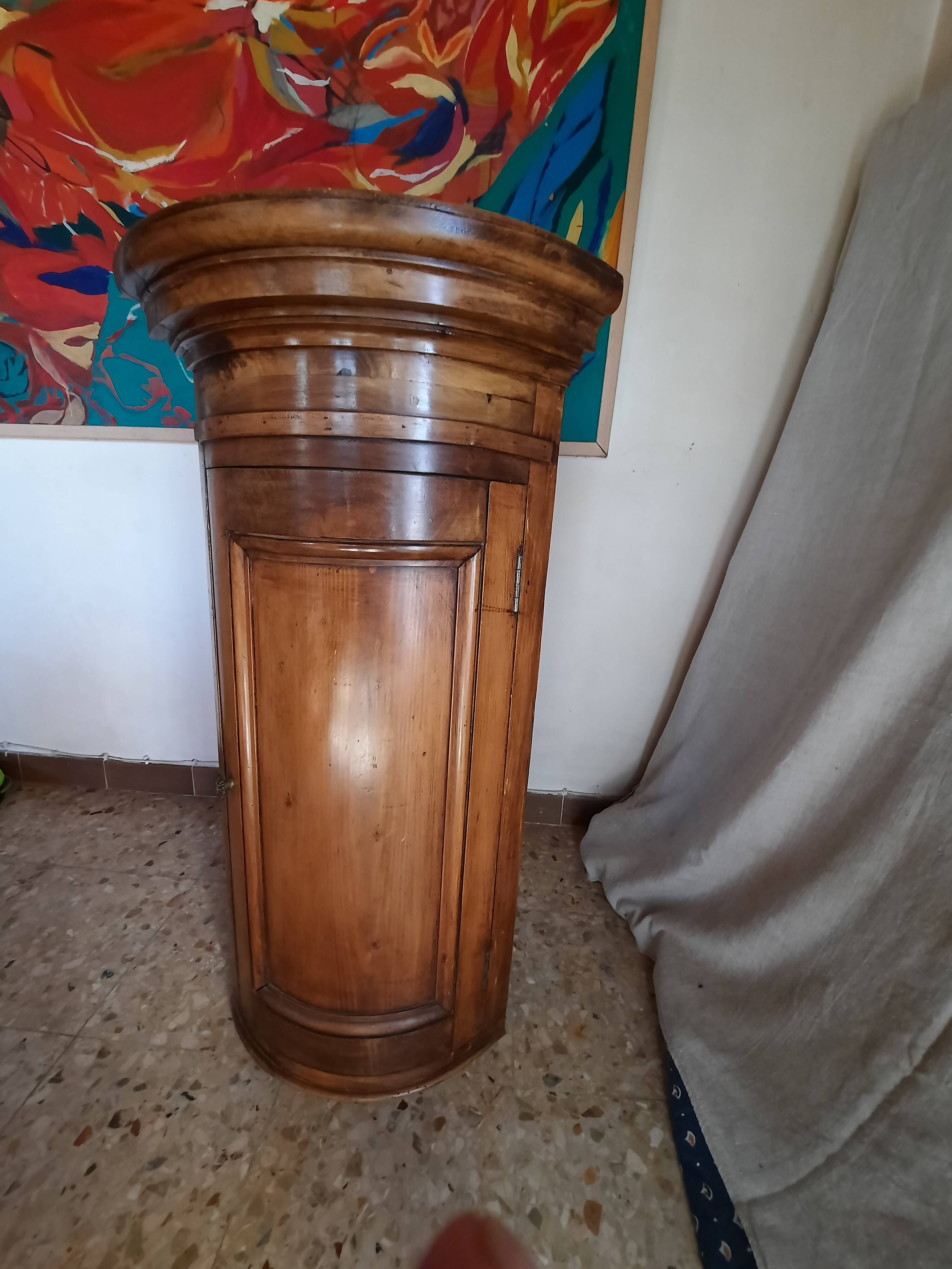 Antique curved corner cabinet