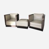 Two armchairs and an Art Deco style pouf