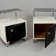 Pair of Black and white bed side tables made in 1940s Czechia