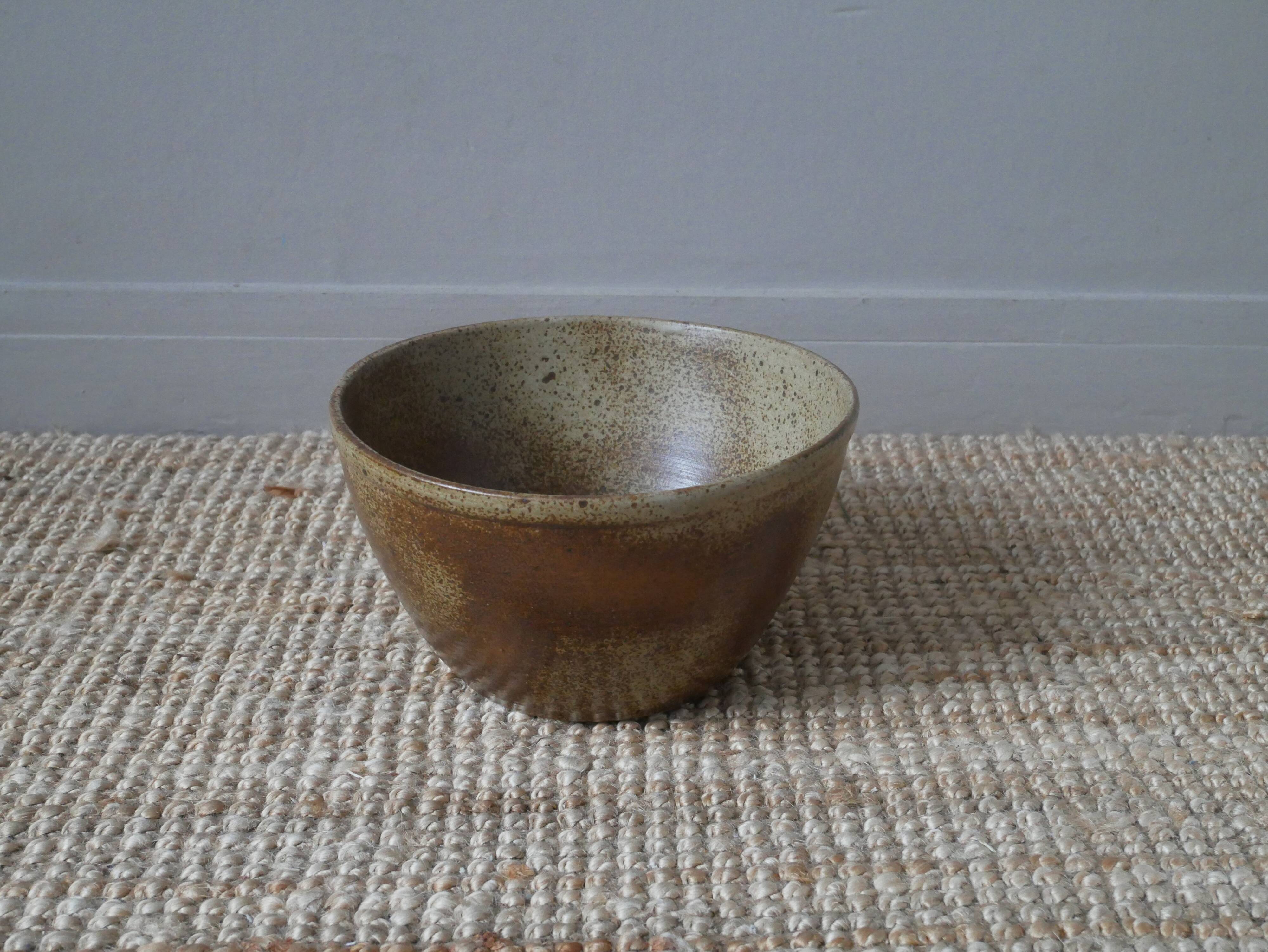 Vintage stoneware salad bowl ceramic pottery handmade craft production