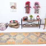 3x11 orange vintage runner rug, 88x341cm