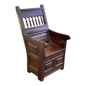 Fauteuil cathèdre en bois massif du 19ème siècle