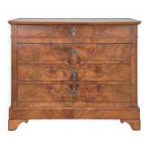 Commode de style Louis Philippe en plaquage de ronce de Noyer