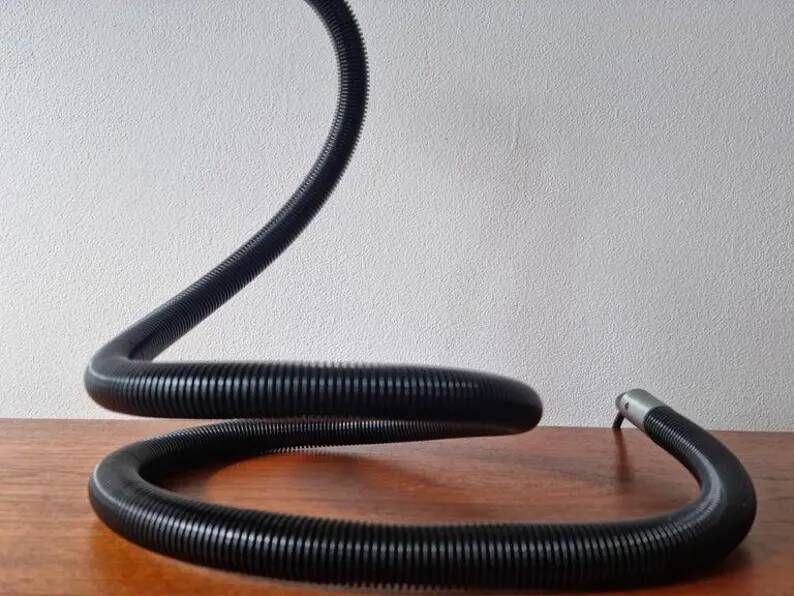 Large Black Adjustable Iconic Table Lamp Hebi, Isao Hosoe, Valenti Luce, 1970s