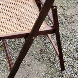 Set of 4 folding chairs wood and canning of the 70s