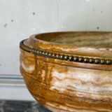 Deep onyx and bronze beaded bowl circa 1900