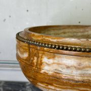 Deep onyx and bronze beaded bowl circa 1900