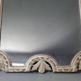 Ancien miroir bois sculpté cérusé décor colombes style Louis XVI Shabby 85x53 cm B572