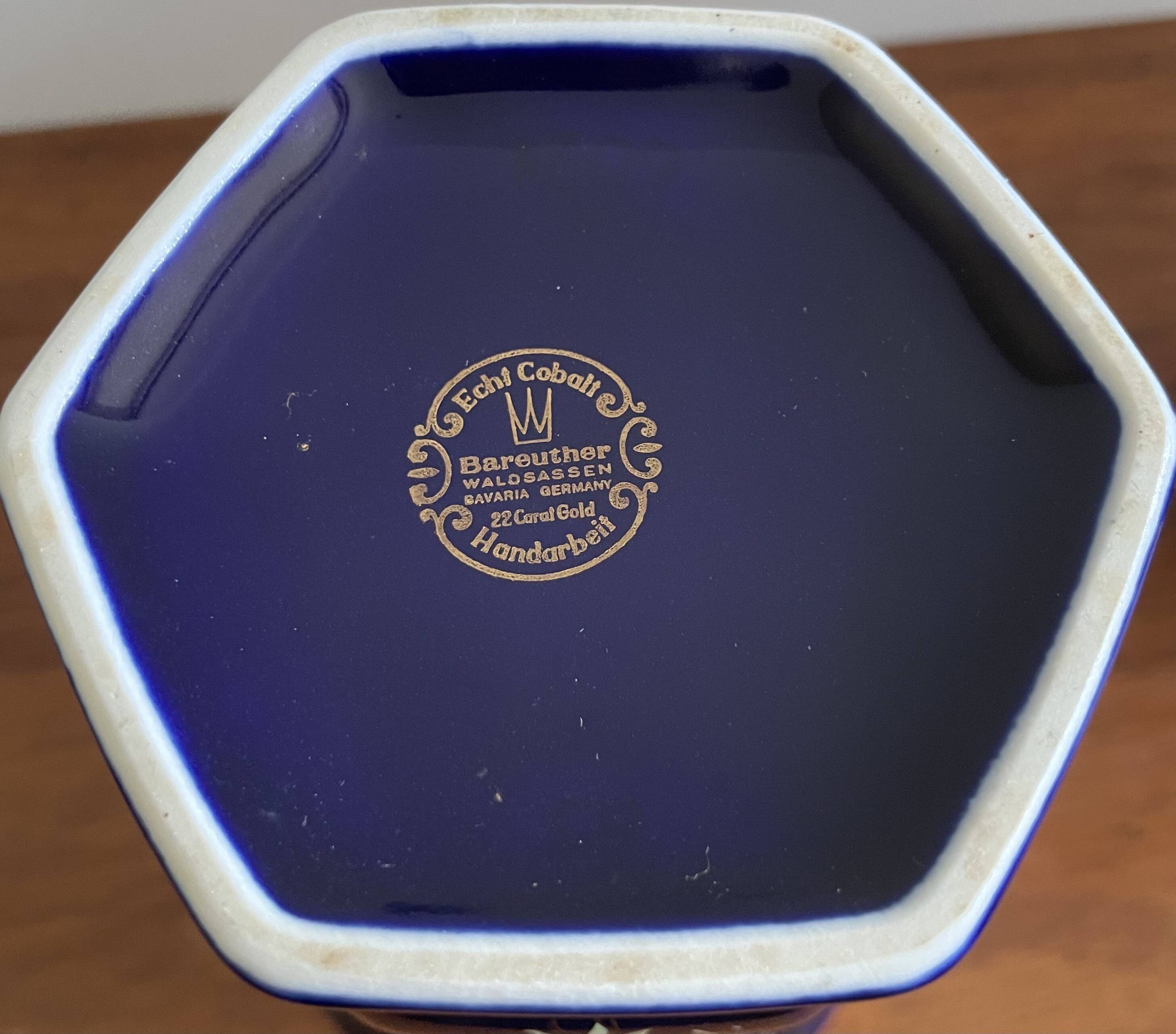 22K three piece set, Echt Cobalt Bareuter Bavaria Germany