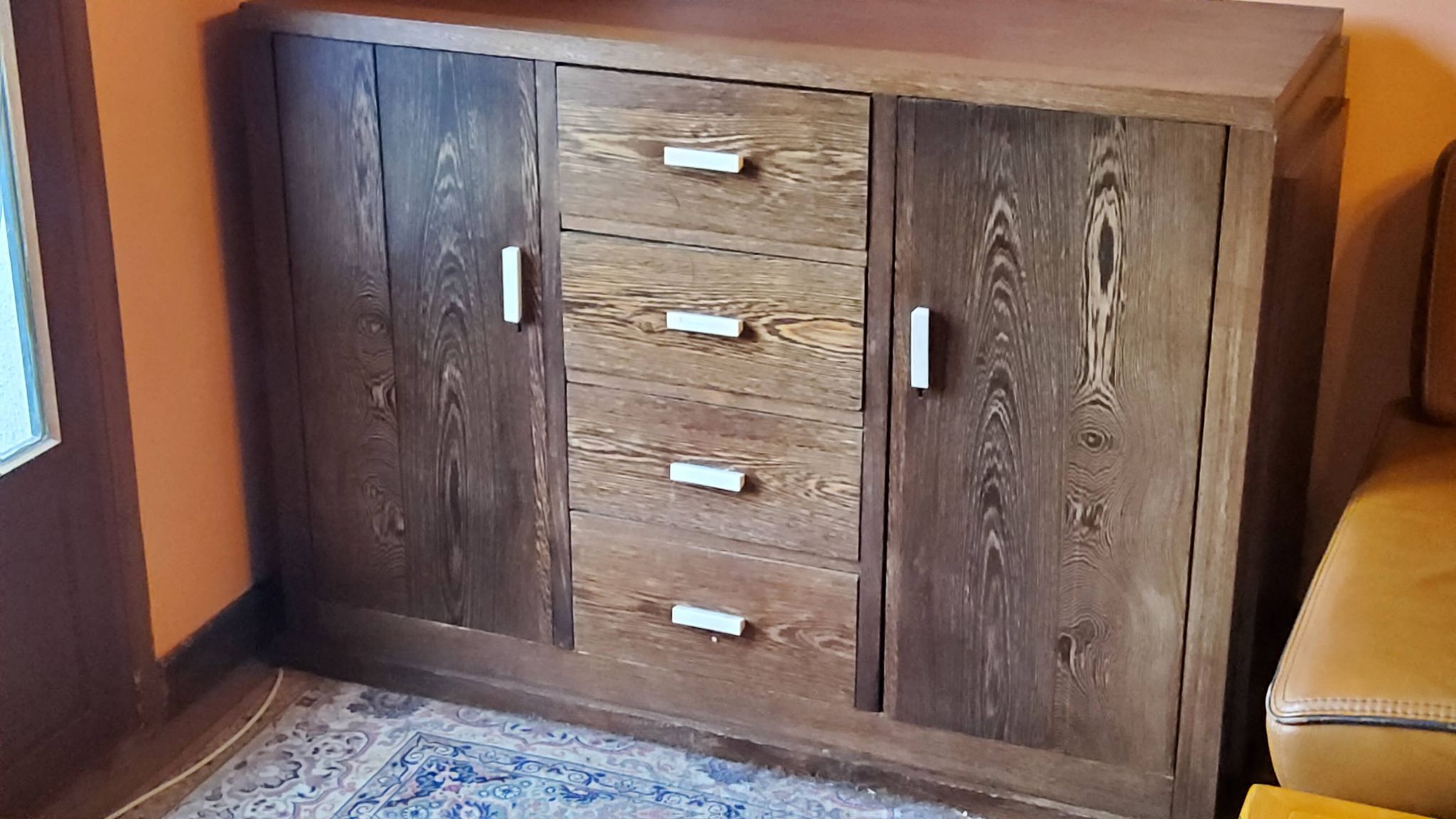Art Deco style sideboard in palm wood