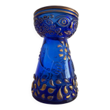 Vase anthropomorphe Hyacinth en verre bleu cobalt et doré