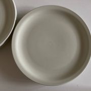 Set of 7 Scandinavian modernist flat plates in ivory earthenware