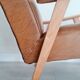 Scandinavian armchair with camel compass legs