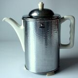 Art Deco porcelain coffee pot by SUS Bavaria with a metal warming hood by WMF, comes from the 1920s