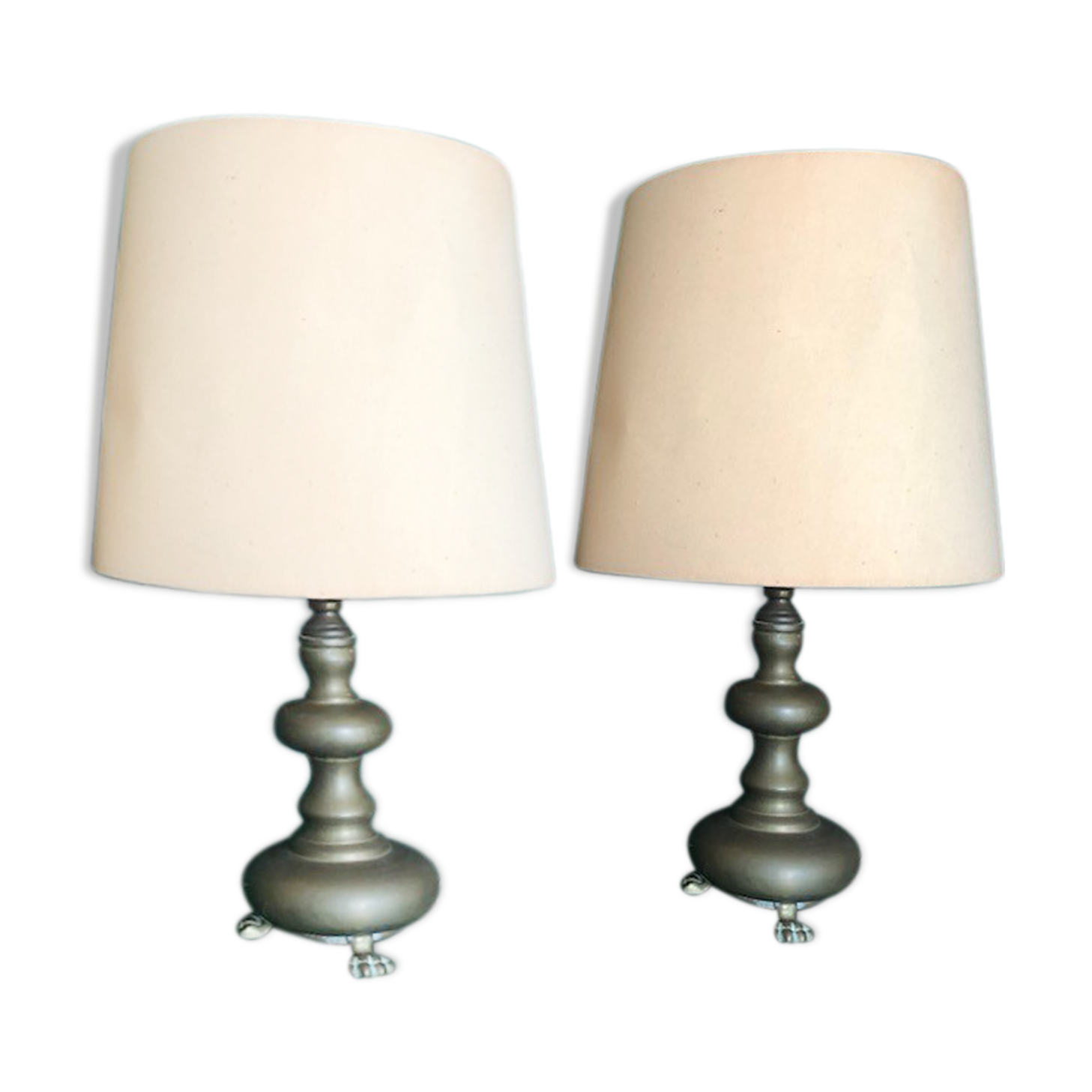 Pair of "lion's legs" lamps in brushed bronze vintage