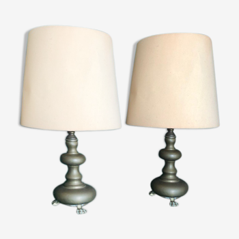 Pair of "lion's legs" lamps in brushed bronze vintage