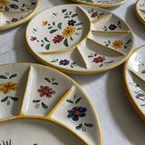 Handmade yellow flowered compartmentalized plates