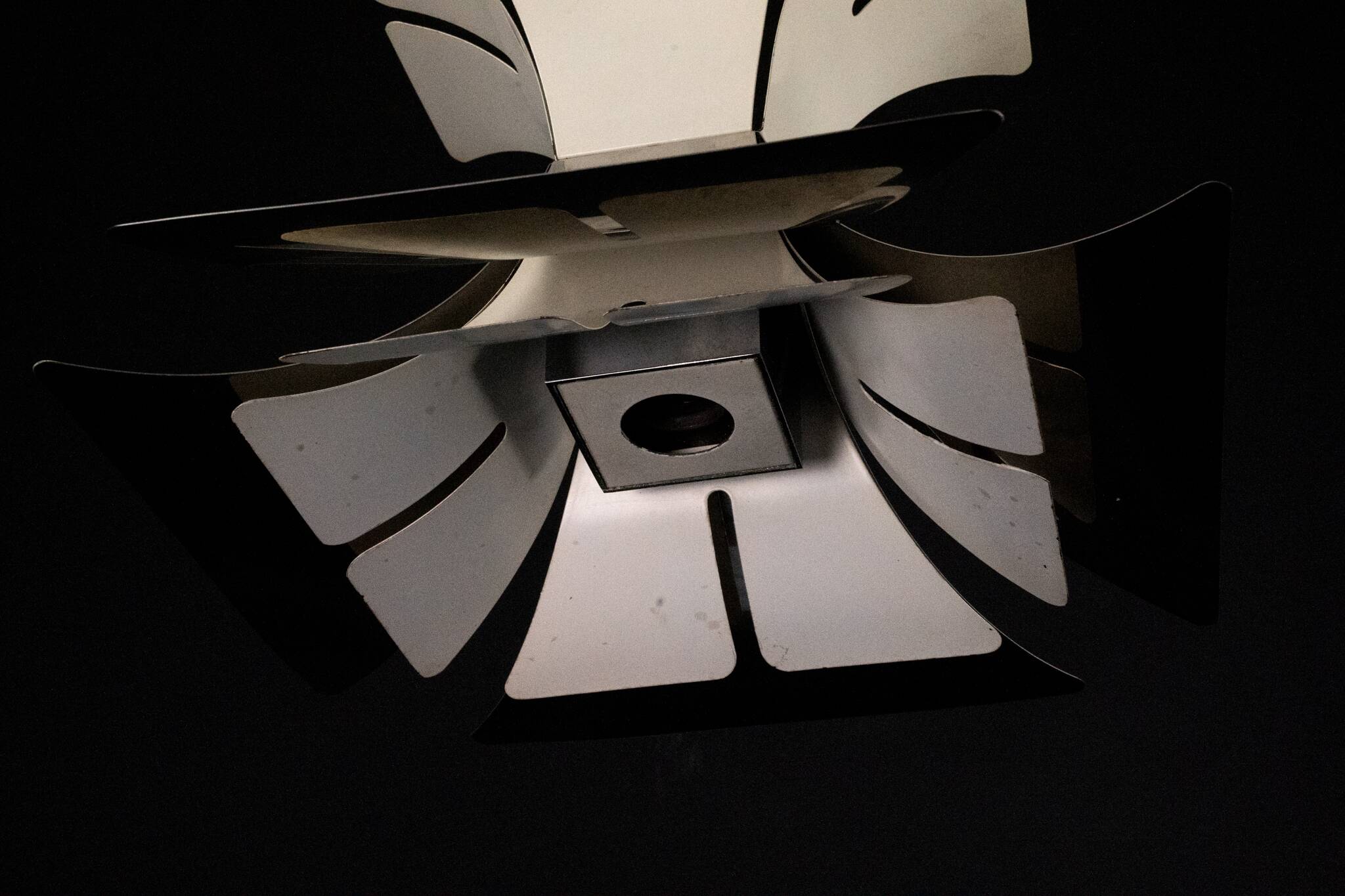 1970s Goffredo Reggiani Style Lacquer & Chrome Chandelier