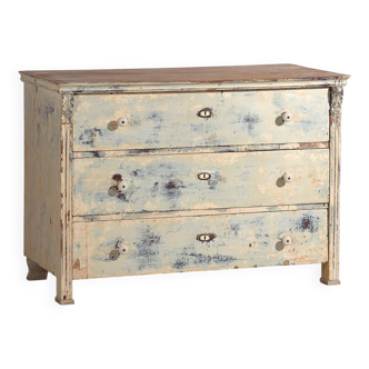 Antique chest of drawers with blue patina (c.1920) #17