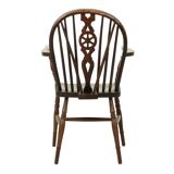 Chaise Windsor ancienne en bois de hêtre et d'orme avec dossier à roulettes, XIXe siècle