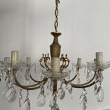Brass chandelier with crystal drops