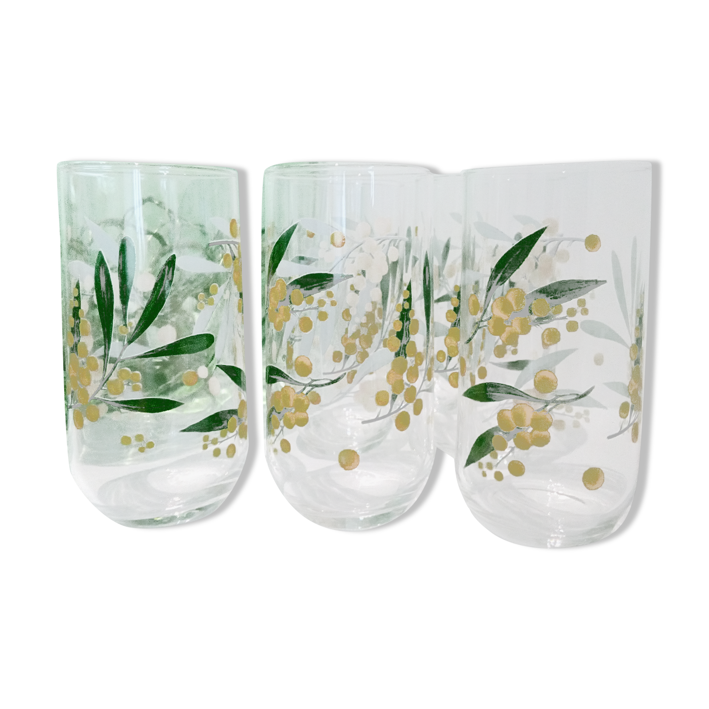 Set de 6 verres décor mimosas