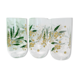 Set of 6 glasses decoration mimosas