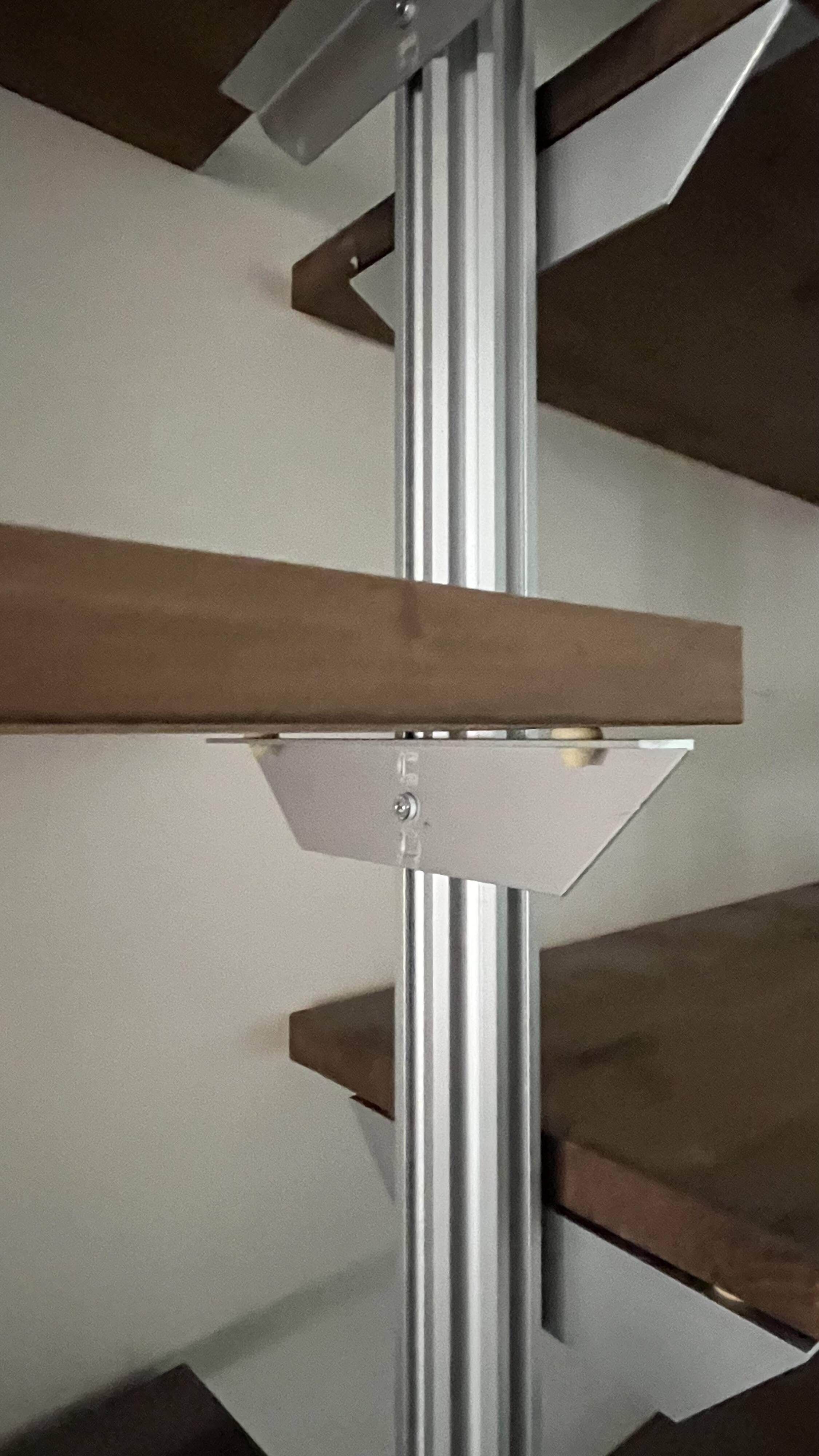 Unusual shelf, aluminium and wood